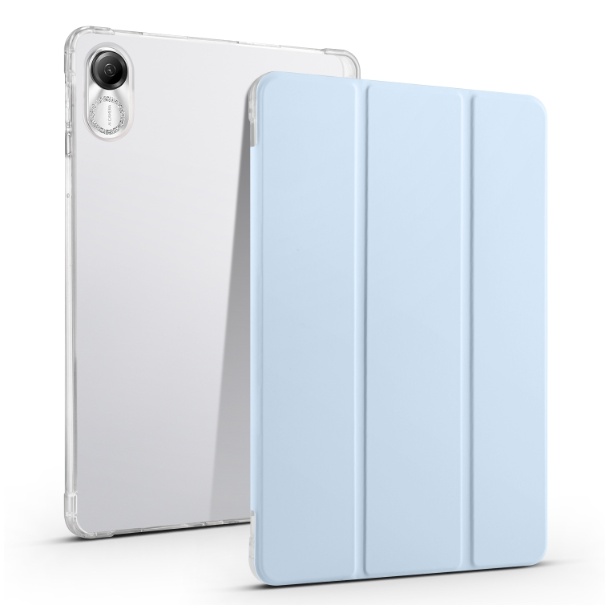 3-folding Transparent TPU Smart Leather Tablet Case Ice Blue - For Honor Pad X9 / Pad X8 Pro - MosAccessories